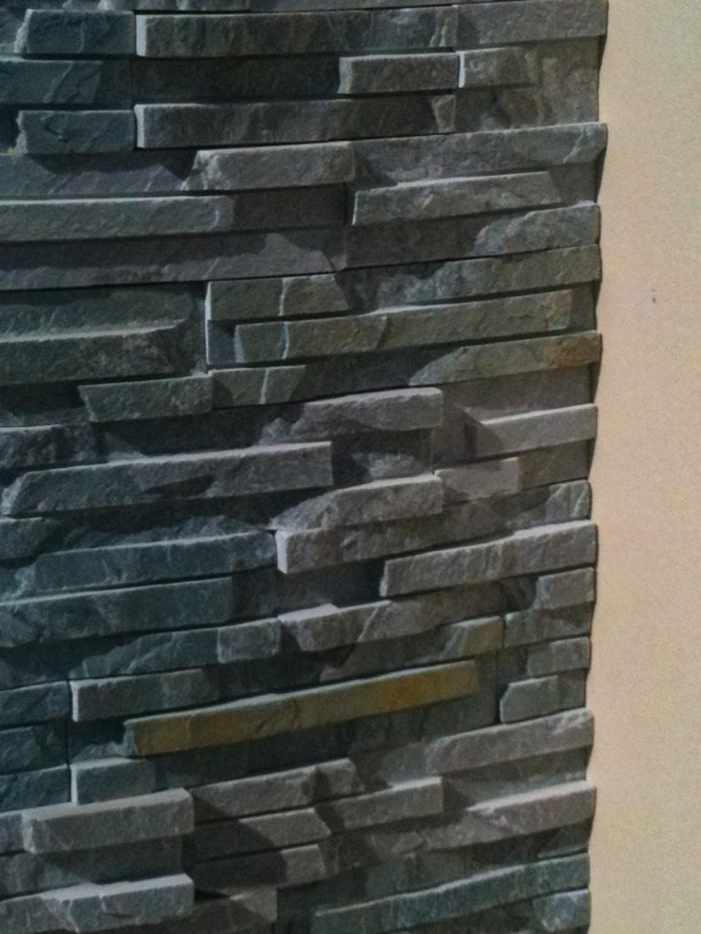 Stacked stone feature wall