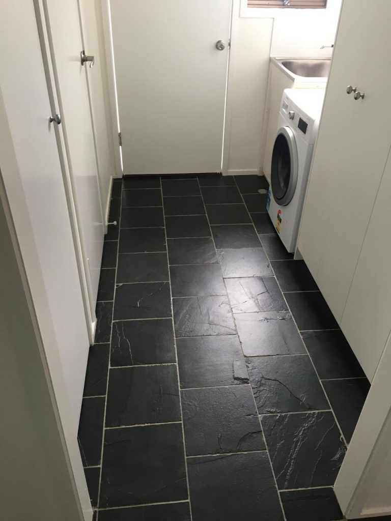 Slate tiled laundry floor